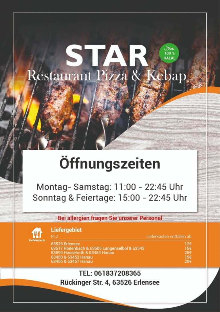 Star Restaurant Erlensee mekasu Menükarte 1